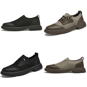 Chaussures de printemps décontractées pour hommes, chaussures d'affaires noires et marron, coutures en tissu cuir, chaussures polyvalentes à enfiler, respirantes GAI