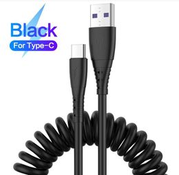 Câbles de chargeur à ressort Type C câble micro USB pour xiaomi Huawei Samsung QC3.0 USB 3A cordon de téléphone à charge rapide