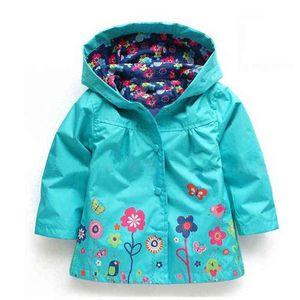 Printemps Enfants Vestes Filles Coupe-Vent Fleurs À Capuche Vêtements Automne Enfants Vestes Imperméables Toddler Garçons Vêtements 2 4 6Y J220718