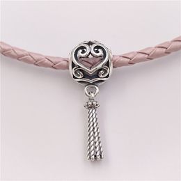 Spring Collection 925 Sterling Silver Beads Enchanted Heart Tassel Hanger Charm Past European Pandora Style Jewelry armbanden 797037 ANAJEWEL
