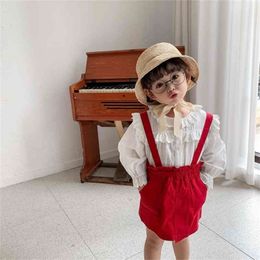 Lente schattige effen kleur overalls jurk voor meisjes Koreaanse stijl All-match jarretel rok 210508