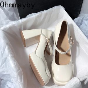 Zapatos Mary Jane de diseñador de primavera para mujer, zapatos de tacón alto elegantes a la moda para mujer, zapatos de tacón estilo callejero 240106