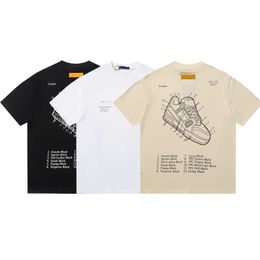 Printemps Designer Hommes T-shirt T-shirt Tshirt Femmes Classique Formateur Chaussures Imprimer Simple Casual Coton Tee Noir Blanc Tops