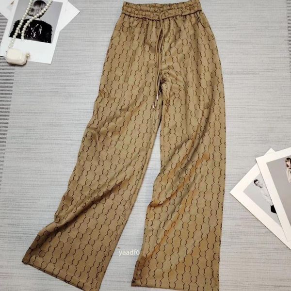 Pantalones de diseñador de primavera para mujer, pantalones de pierna ancha holgados y adelgazantes de cintura alta con bordado de letras jacquard G de lujo de gama alta