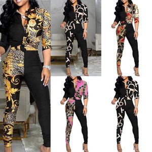 Spring Designer Dames Tracksuit Lange mouw Tweede stuk set Fashion Lady Chic Set Letter Print High Taille Outfits