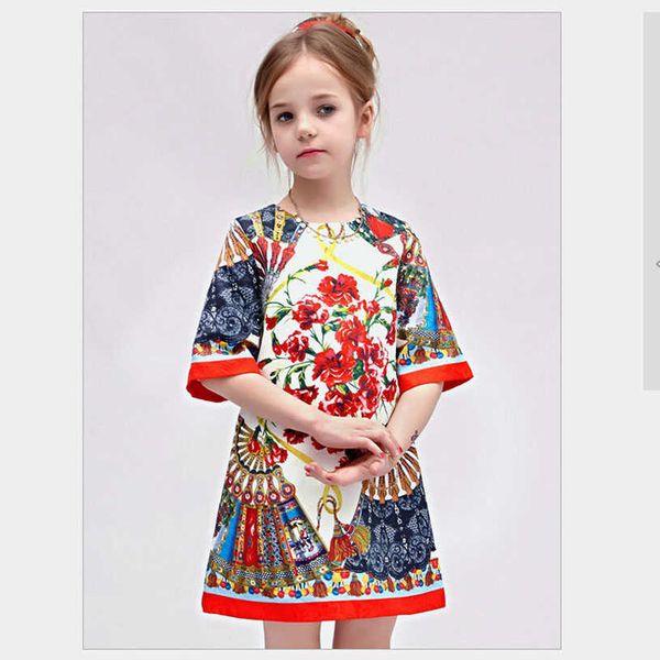 Robes de printemps pour filles Impression Enfants Party Robes Princesse Enfant Vêtements pour fille Robe Fille Casual Girl Party Robes Q0716