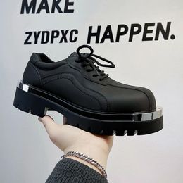 Drsign – chaussures décontractées en cuir noir pour hommes, chaussures augmentant la hauteur, avec bout en métal, à la mode, robe de rue, printemps 2024, 369
