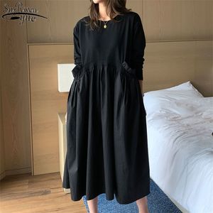 Vestido de punto de dos piezas falso de primavera para mujer de talla grande XL-5XL camisa de manga larga con volantes y cuello redondo Vestidos de moda 13345 210510