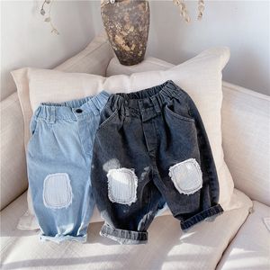 Printemps automne enfants garçons filles tenues élastique large ample Denim pantalon tissu pour tout-petit enfants bébé vêtements sarouel