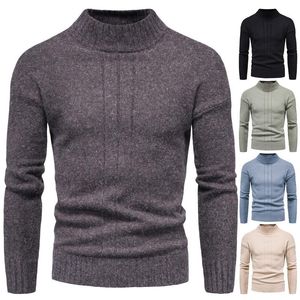 Heren Sweaters Spring Fall Mens Sweater Pullover Semi Turtleneck Top Mannen Kleding 2021 Mode Zwart Casual Style