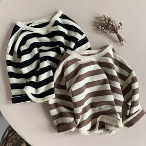 lente herfst peuter jongens meisjes kinderen doek casual sport streep pullover t-shirt voor kinderen babykleding outfits dragen t-shirts