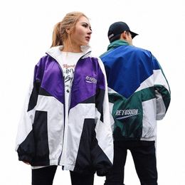 Printemps Automne Varsity Jacket Hommes Patchwork Broderie Bomber Veste Casual Street Loose Zipper Manteau Femmes Couple College Style f0CR #