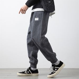 Printemps Mode Cheville Longueur Corduroy Baggy Pantalon Hommes Joggers Hip Hop Casual Harem Streetwear Pantalon 210715