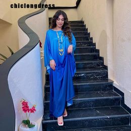 Spring mode gradiënt satijnen gewaad jurk moslimvrouwen elegante losse vleermuis mouwen abaya long dres 240401