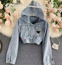 Printemps Mode Veste Femmes Bouton Femmes LoisirsLettres Manteau Femme Designer Vestes Jeans Socialite Cargo Denim Veste Courte 0