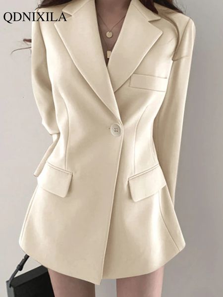 Printemps mode surdimensionné blanc femmes Blazer coréen élégant mince Style britannique femmes petit costume veste tenue de bureau tenue 240306