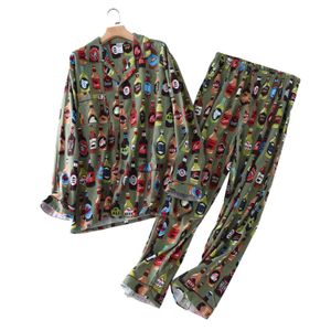 Lente mode vintage 100% katoen pyjama sets heren nachtkleding casual mannelijke home kleding pyjama mannen homewear plus size 2111111