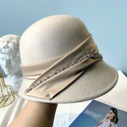 Spring Fashion Vintage Women Ladies Wool Fe emmer Dome Bell Bow Filt S Hat 220617
