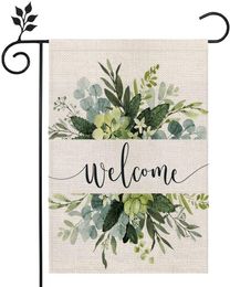 Drapeau de jardin de bienvenue floral printanier 12,5 x 18 pouces, petit décor vertical double face, cadeau d'anniversaire, de pendaison de crémaillère