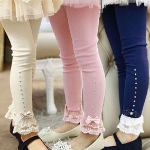 Pantalones de flores de primavera para niñas, mallas para niñas, mallas de algodón a la moda para niños, pantalones de otoño para niñas, bonitos pantalones con lazo