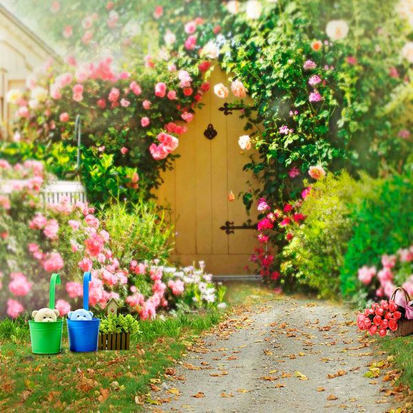 Fondos de jardín de flores de primavera para boda, rosas rosadas románticas, plantas verdes, fondos florales escénicos al aire libre, fotografía