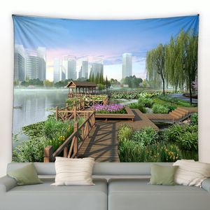 LEVERING TUIN LANDSCAPE Big Tapestry Hek Natuurlijk bloemenplant landschap Wandhangen huis woonkamer binnenplaats decor picknickmat