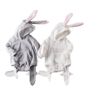 Printemps fille body infantile vêtements pour enfants combinaison bébé en peluche oreille de lapin vêtements à manches longues pour ramper 210417