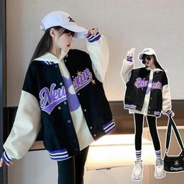 Lente meisjes baseball jassen voor 5-14 jaar oude mode tieners kleding voor tienermeisjes sport bovenkleding jas kinderen feestjas 240123