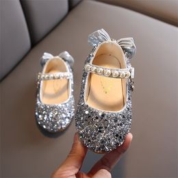 Printemps filles paillettes mariage Performance enfants bébé princesse or argent enfant en bas âge appartements antidérapant chaussures de danse 220705