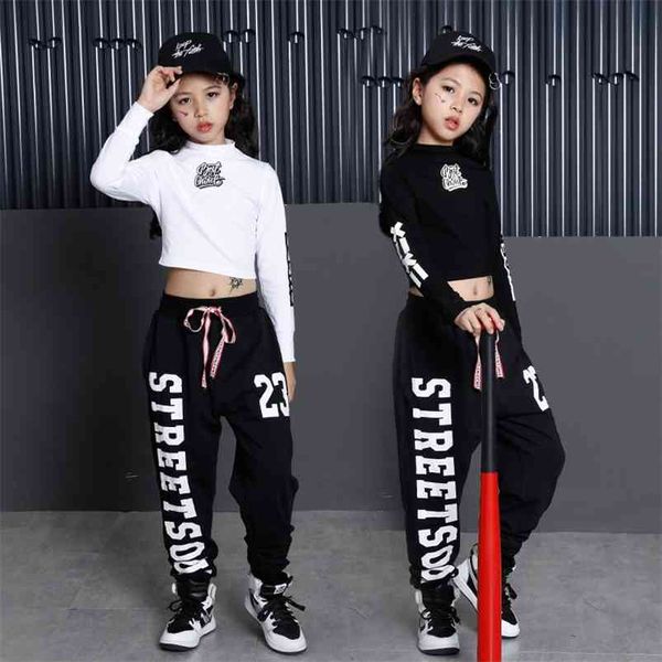 Printemps Filles Sport Costume Coton Streetwear Vêtements Ensembles pour Enfants Adolescent Hip Hop Danse Vêtements Deux Pièces Ensemble Survêtement 210622