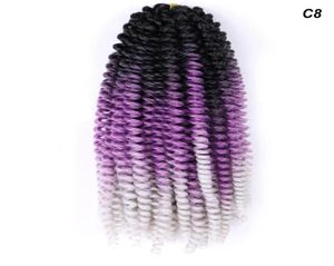 Leerhaar haak vlechten ombre vlechthaar 8 inch synthetische hair extensions passie s 100 gpc pluizige regenboogkleur 7570482