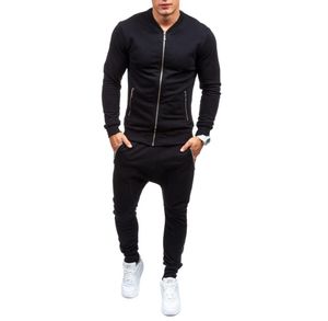 Lente hoge kwaliteit heren katoenen zwarte sportjoggingpakken sets Man gymkleding trainingspak m2093370890