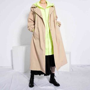 Printemps À Capuche Trench-Coat Plus La Taille Kaki Long Femme Trench-Coat Automne Vêtements Femmes Coupe-Vent 210510