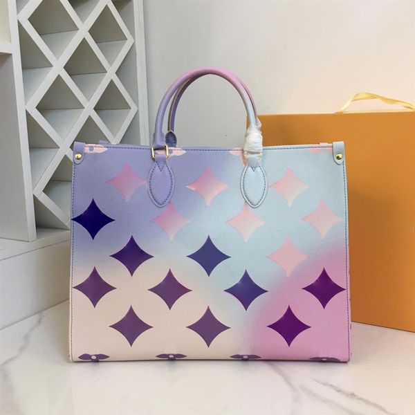 Spring in the City Women Luxurys Designers totes Sacs onthego GM Sunrise Pastel Sac à main Gradient Shouder Shoping Bag Genuine Ladie219j