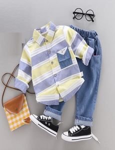 Ropa de primavera para niño, camisa de manga larga, traje de jeans para bebés recién nacidos, trajes, ropa, conjuntos de cumpleaños de 1 año Y2008077805717