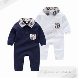 Spring Infant Kids Lattice Rompers Pasgeboren jongens Girls Girls Rapel Jumpsuits Designer Baby Clothing Cotton Soft Z7536