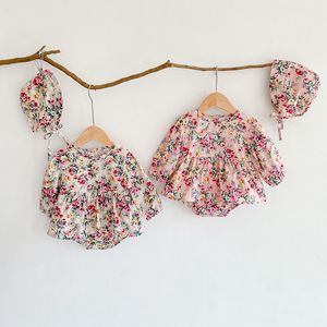 Primavera Bebés Niñas Floral Manga larga Mameluco Bebé Flores Impreso Princesa mono Recién nacido Lindo Casual Onesie Ropa de escalada C6792