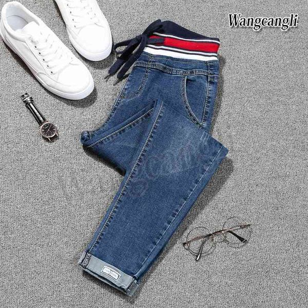 Jeans de printemps pour femmes grandes taille 5xl pieds Harlan jeans Taille Haute Femme étrangère neuf pantalons 013 # 210329