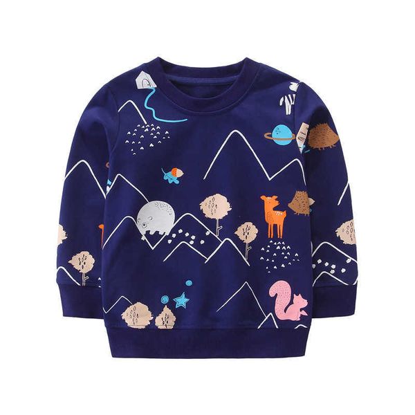 Spring Sumping Mètres bébé SweaterShirts Enfants T-shirt pour garçons Coton Enfants Tops Out Porter Manteau de marque Vêtements 210529