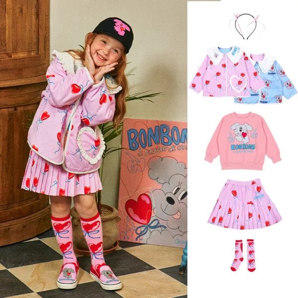 Printemps coréen enfants fille rose vestes enfants sweats à capuche jupes Leggings manteau d'extérieur vêtements 240314