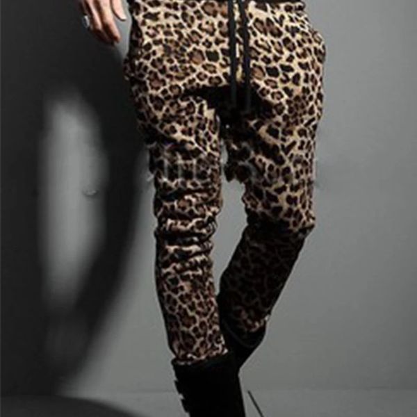 Primavera Corea Mensor Pantalones largos Personalidad Handal Leopardo Slim Fit Pantalones casuales Pantalones 240412