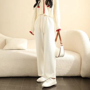 Spring Koreaanse vaste kleur Minimalistische stijl Casual broek voor dames slanke en losse bedekking rechte been 240319
