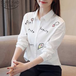 Lente Koreaanse versie katoen college stijl vrouwen blouse lange mouw wit shirt vrouwen tops blusa blanca mujer 8101 50 210528