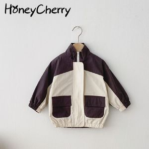 Lente Koreaanse versie van de hit kleur stiksels losse trui jas baby kraag jongen kleding 210515