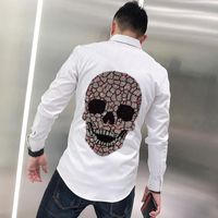 Spring revers Design Design Chemises Marque Perceuse Skull Style Skull Business Manches longues