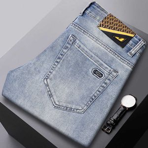 Leer Little Mens Jeans Sky Blue Casual Slim Fit kleine rechte buis eenvoudige elastische katoenen dunne stijl