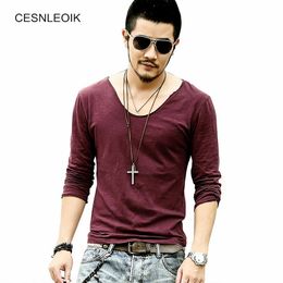 Lente T-shirt met lange mouwen Beroemde Merk Top Designer Heren Casual Lange Mouw T-shirt, V-hals Casual T-shirt Mannen B419