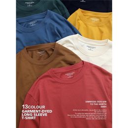 Lente lange mouw t shirt mannen massieve kleur 100 katoen o nek tops plus maat hoge kwaliteit t -shirt SJ120967 220714