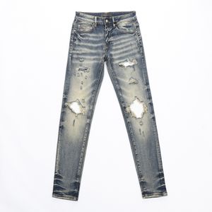 Pantalones de streetwear de Spring Mans Hiphop angustiado Pequeño Peque de largo Jeans acampanados Azules Oscuros de verano de verano