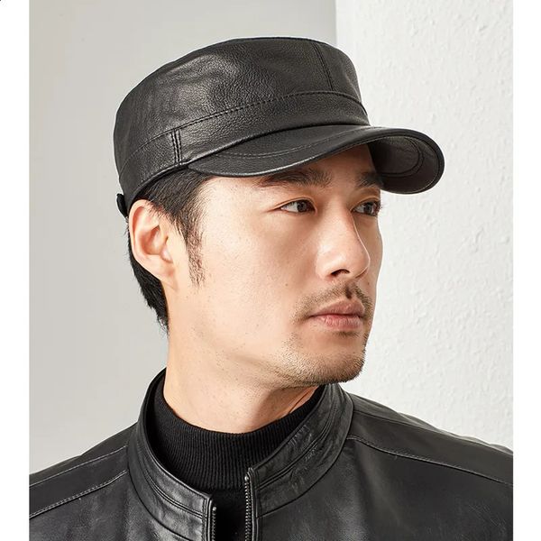 Casquettes de Baseball en cuir véritable pour hommes, ceinture militaire décontractée en peau de mouton, chaude, réglable, chapeaux de vol Sprot, printemps 5660, 240130